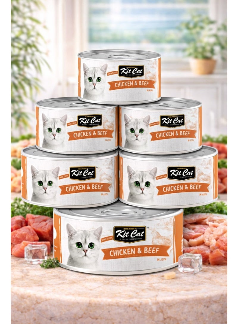 Super Premium Grain Free Chicken & Beef Canned Cat Wet Food 80g (Pack of 6)